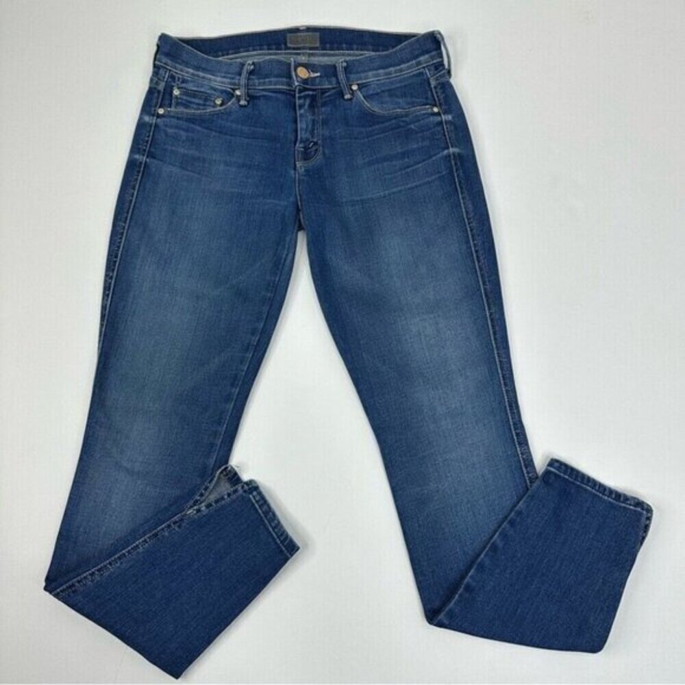 Mother Denim The Vamp Skinny Jeans Spiked‎ Heels to Tractor Wheels Blue 25